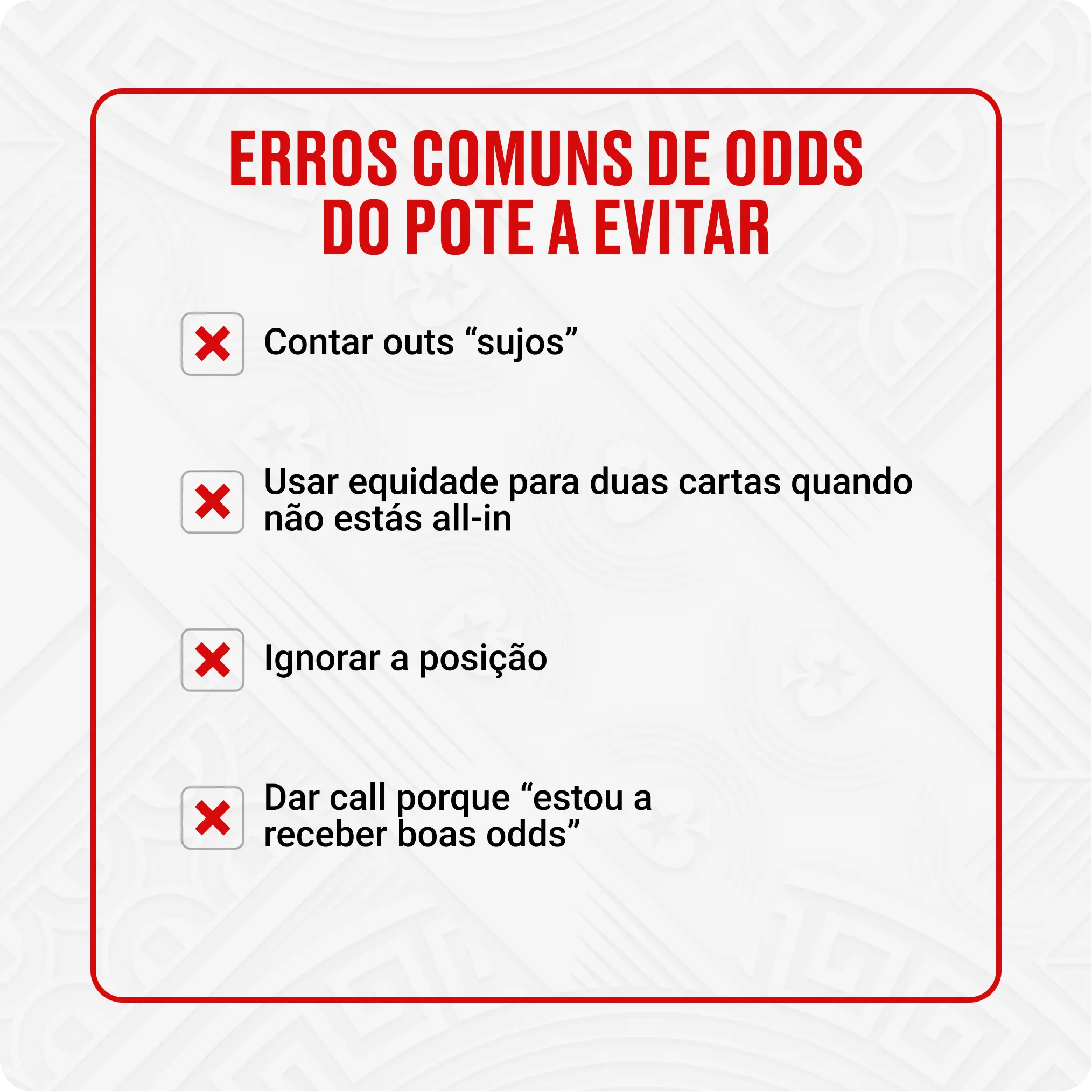 Erros comuns de odds do pote a evitar
